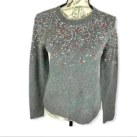 Halogen Grey Palletted Wool pullover Sweater - Picture 1 of 5